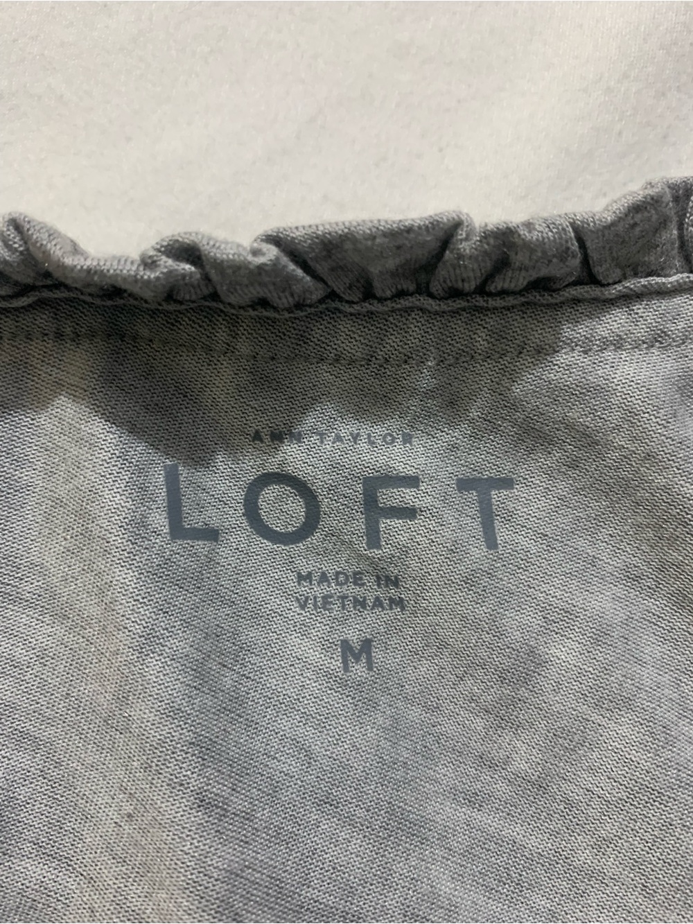 LOFT Grey Off-Shoulder Ruffle Top - Picture 4 of 6